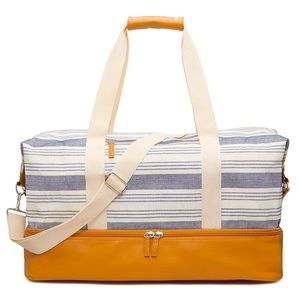 Striped Weekender Travel Bag w/ Shoe Comparment NWT